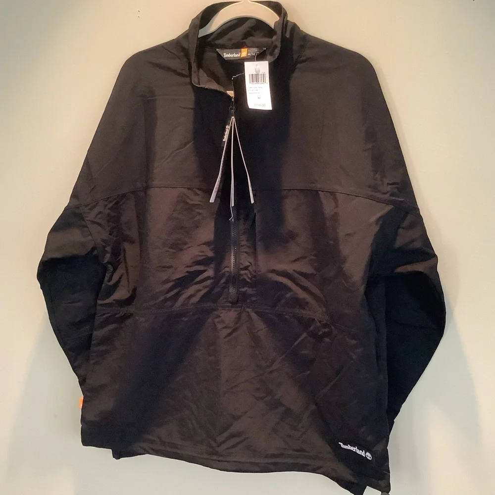 NWT Timberland Men Black Waterproof Packable Quarter Zip Pullover Jacket Sz Med